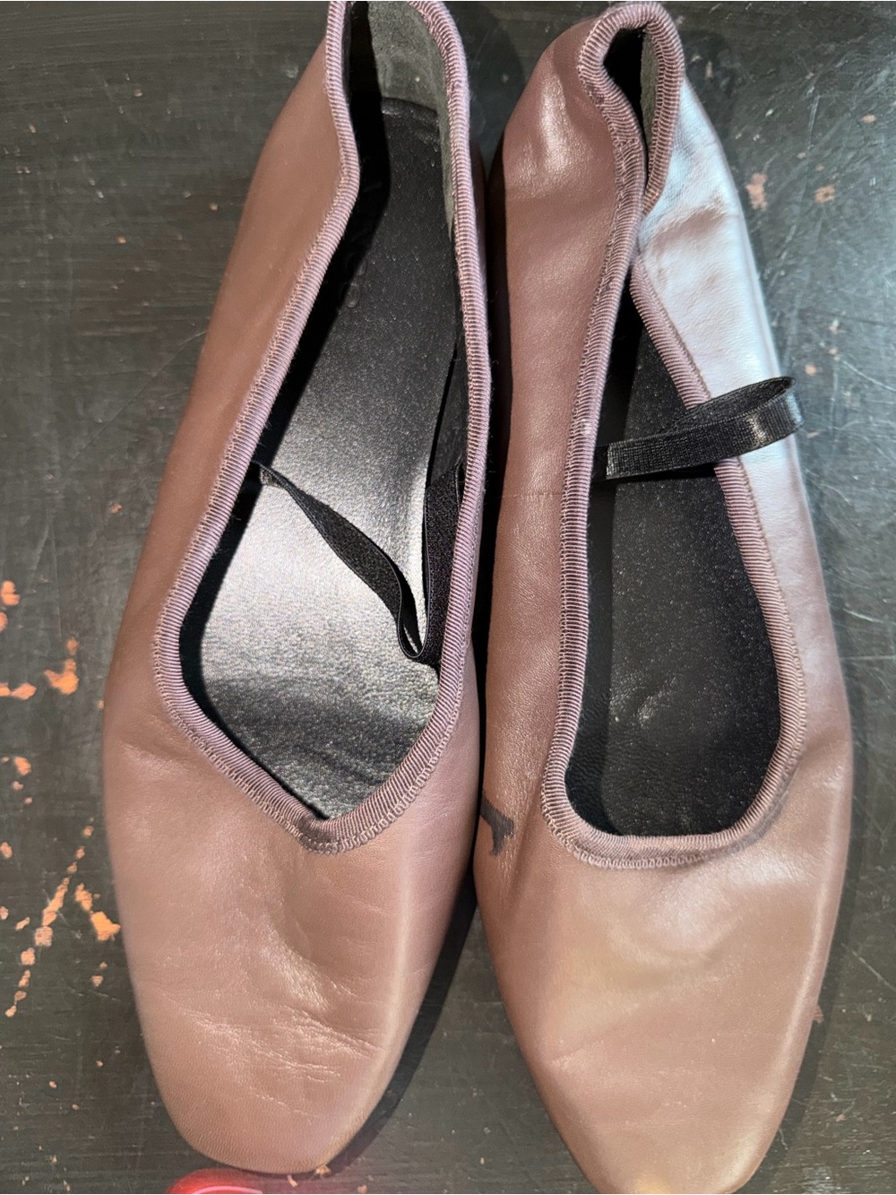 Vince Brown Leather Ballet Flats with Elastic Strap
